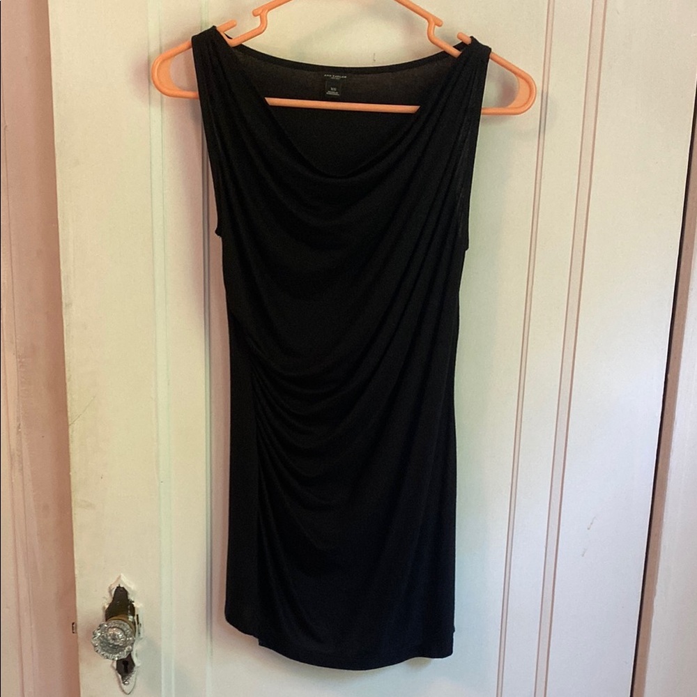 Ann Taylor Black Draped Tank Top, XS